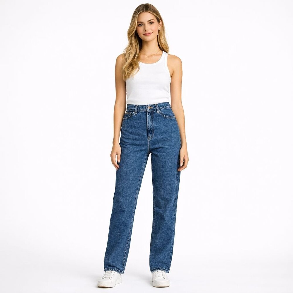 Lee Riders Jeans Womens 14M High-Waisted Stone Washed Denim Tapered Leg Vintage
